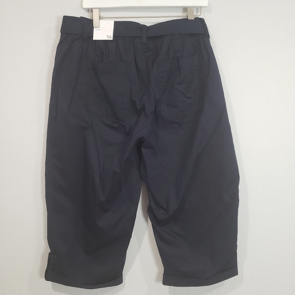 Lane Bryant Belted Utility Poplin Pedal Pants Size 16 in Navy Blue - Picture 4 of 13